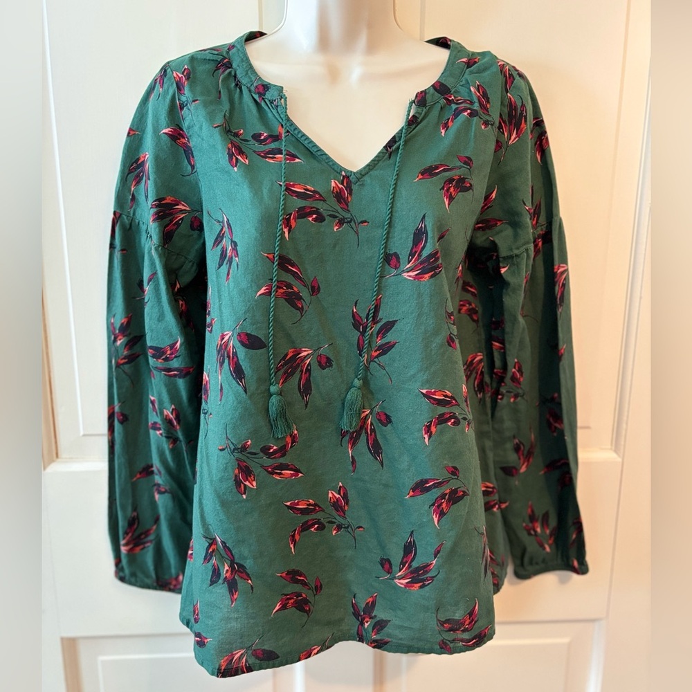 Sonoma Green Floral Blouse